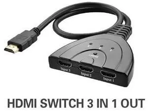 3 Port HDMI 3 in 1 Out Auto Switcher Splitter Hub, 1080P HDMI Automatic Switch Box with Built-in Cable, HDMI Switch Converter for HDTV, DVD Player, Game Console, Set-Top Box and Multimedia Devices 3 Port HDMI 3 in 1 Out Auto Switcher Splitter Hub, 1080P HDMI Automatic Switch Box with Built-in Cable, HDMI Switch Converter for HDTV, DVD Player, Game Console, Set-Top Box and Multimedia Devices