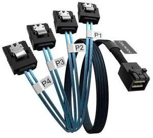 1.6ft Internal HD Mini SAS SFF-8643 to 4 X SATA Cable, SFF8643 Host to 4 SATA Hard Drive Target Cord, High Speed Connection Cable Compatible with RAID Controller, Server HDD and Storage Devices 1.6ft Internal HD Mini SAS SFF-8643 to 4 X SATA Cable, SFF8643 Host to 4 SATA Hard Drive Target Cord, High Speed Connection Cable Compatible with RAID Controller, Server HDD and Storage Devices