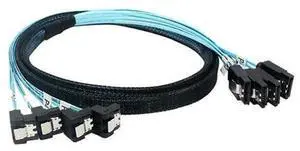 SAS 4.0 4 SATA to 4 SATA Cable with 90° Bend Connector, High Speed Data Transfer Cable, Internal SATA Wire for SSD, Hard Disk Drives and PC Motherboard Storage Connection SAS 4.0 4 SATA to 4 SATA Cable with 90° Bend Connector, High Speed Data Transfer Cable, Internal SATA Wire for SSD, Hard Disk Drives and PC Motherboard Storage Connection