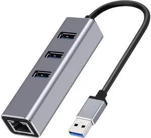 4 in 1 USB 3.0 Multiport Hub with Gigabit Ethernet Adapter, 1000Mbps RJ45 LAN Network Converter with 3 USB3.0 Ports, Compatible with Laptop, PC, Windows, Linux, MacOS and More 4 in 1 USB 3.0 Multiport Hub with Gigabit Ethernet Adapter, 1000Mbps RJ45 LAN Network Converter with 3 USB3.0 Ports, Compatible with Laptop, PC, Windows, Linux, MacOS and More