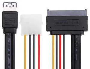 eSATA+USB Combo Cable, Dual Power eSATA + 4Pin IDE to SATA 22Pin (7+15Pin) Female Adapter Cord, 5V 12V Power Supply for 2.5" & 3.5" SATA Hard Disk Drives eSATA+USB Combo Cable, Dual Power eSATA + 4Pin IDE to SATA 22Pin (7+15Pin) Female Adapter Cord, 5V 12V Power Supply for 2.5" & 3.5" SATA Hard Disk Drives