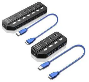 7Port USB 3.0 Hub USB Splitter with Individual On/Off Power Switches, HighSpeed USB3.0 Expansion Hub for Desktop Laptop PC, MultiPort USB Splitter for USB Flash Drives, Mouse, Keyboard Peripherals 7Port USB 3.0 Hub USB Splitter with Individual On/Off Power Switches, HighSpeed USB3.0 Expansion Hub for Desktop Laptop PC, MultiPort USB Splitter for USB Flash Drives, Mouse, Keyboard Peripherals
