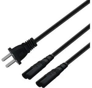 6FT NonPolarized AC Power Cord, NEMA 115P to Dual C8 Figure 8 Power Cable, CCC Listed Universal Replacement Wall Cable with 180Degree Angle Plug for Household Electronic Devices 6FT NonPolarized AC Power Cord, NEMA 115P to Dual C8 Figure 8 Power Cable, CCC Listed Universal Replacement Wall Cable with 180Degree Angle Plug for Household Electronic Devices
