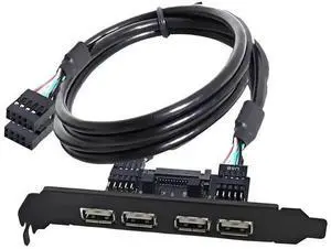 4Port USB 2.0 Header Extension Cable 30cm, Dual 9Pin Male to 4 USB 2.0 Female with 120mm PCIE Slot Bracket, Desktop PC Chassis Rear Panel USB Port Expansion Adapter 4Port USB 2.0 Header Extension Cable 30cm, Dual 9Pin Male to 4 USB 2.0 Female with 120mm PCIE Slot Bracket, Desktop PC Chassis Rear Panel USB Port Expansion Adapter