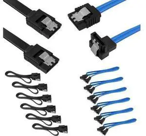 DaKuan 12Pack SATA III 6Gbps Cables, Straight & 90 Degree RightAngle SATA Cables with Locking Latch, 6 Black & 6 Blue for Desktop PC Motherboard HDD SSD Internal Chassis Wiring DaKuan 12Pack SATA III 6Gbps Cables, Straight & 90 Degree RightAngle SATA Cables with Locking Latch, 6 Black & 6 Blue for Desktop PC Motherboard HDD SSD Internal Chassis Wiring