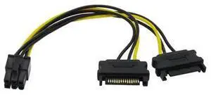 Dual SATA 15Pin Male to PCIe 6Pin Graphics Card Power Adapter Cable 18CM 18AWG, SATA to PCIE 6Pin YSplitter Power Supply Cord for Video Card, SATA Molex to GPU PCIe Power Converter Wire Dual SATA 15Pin Male to PCIe 6Pin Graphics Card Power Adapter Cable 18CM 18AWG, SATA to PCIE 6Pin YSplitter Power Supply Cord for Video Card, SATA Molex to GPU PCIe Power Converter Wire