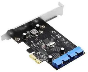 Super Speed PCIE X1 to Dual 20Pin USB 3.0 Controller Card, PCI Express Internal USB3.0 Header Expansion Card with LowProfile Bracket for Desktop PC Case FrontPanel USB Connection Super Speed PCIE X1 to Dual 20Pin USB 3.0 Controller Card, PCI Express Internal USB3.0 Header Expansion Card with LowProfile Bracket for Desktop PC Case FrontPanel USB Connection