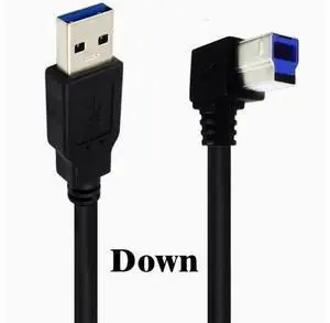 1.5M USB3.0 A to 90Degree Down Angle MicroB Male Cable, Downward Elbow Data Cord for Hard Drive Enclosure Printer, SpaceSaving 90° Bent Square Port USB 3.0 Transfer Cable 1.5M USB3.0 A to 90Degree Down Angle MicroB Male Cable, Downward Elbow Data Cord for Hard Drive Enclosure Printer, SpaceSaving 90° Bent Square Port USB 3.0 Transfer Cable