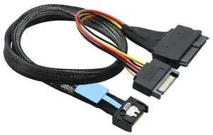 Gen5 MCIO Slimline SFF8654 4I to SFF8639 U.2 Adapter Cable, with 15Pin SATA Power Cord, HighSpeed Converter Wire for Server U.2 NVMe SSD Storage Expansion Gen5 MCIO Slimline SFF8654 4I to SFF8639 U.2 Adapter Cable, with 15Pin SATA Power Cord, HighSpeed Converter Wire for Server U.2 NVMe SSD Storage Expansion