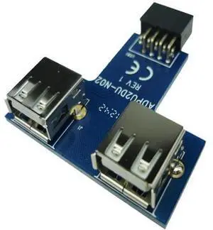 Motherboard USB 2.0 9Pin Header Female to Dual USBA Female PCB Adapter Board, Internal PC Case Converter Card for Desktop Mainboard FrontPort USB Expansion Motherboard USB 2.0 9Pin Header Female to Dual USBA Female PCB Adapter Board, Internal PC Case Converter Card for Desktop Mainboard FrontPort USB Expansion