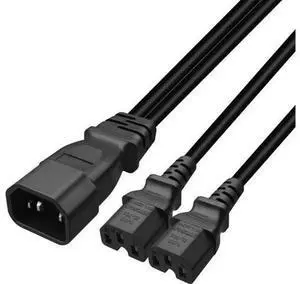 1FT IEC C14 Male PDUStyle YSplitter Power Cord, C14 Male to Dual C15 Female Extension Cable, AC Power Splitter Wire for Server Rack Cabinet PDU Power Distribution 1FT IEC C14 Male PDUStyle YSplitter Power Cord, C14 Male to Dual C15 Female Extension Cable, AC Power Splitter Wire for Server Rack Cabinet PDU Power Distribution