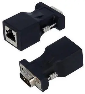 2PCS VGA Male to RJ45 Adapter, VGA Over CAT5e CAT6 Ethernet Port Converter, Video Signal Transmitter Adapter for Extending VGA Signal via Network Cable 2PCS VGA Male to RJ45 Adapter, VGA Over CAT5e CAT6 Ethernet Port Converter, Video Signal Transmitter Adapter for Extending VGA Signal via Network Cable