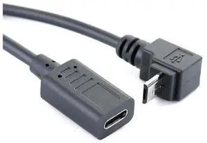 27cm 90Degree USBC Female to MicroB Male OTG Adapter Cable, RightAngle TypeC Female to Micro USB Male Cord for Charging, Data Sync & OTG Device Connection 27cm 90Degree USBC Female to MicroB Male OTG Adapter Cable, RightAngle TypeC Female to Micro USB Male Cord for Charging, Data Sync & OTG Device Connection