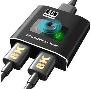 2×1 HDMI 2.1 Switch 2 in 1 Out 8K@60Hz 4K@120Hz Switcher, 48Gbps Bandwidth HDCP2.3 HDR10+ Video Converter for Game Consoles, 8K Bluray Players and Home Theater Systems 2×1 HDMI 2.1 Switch 2 in 1 Out 8K@60Hz 4K@120Hz Switcher, 48Gbps Bandwidth HDCP2.3 HDR10+ Video Converter for Game Consoles, 8K Bluray Players and Home Theater Systems