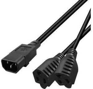 1FT IEC C14 Male to Dual NEMA 515R Female YSplitter Power Cable, PDUStyle Rack Power Cord, C14 to 2×515R Converter for Server PDU, IT Cabinet to Standard US Outlet Power Distribution 1FT IEC C14 Male to Dual NEMA 515R Female YSplitter Power Cable, PDUStyle Rack Power Cord, C14 to 2×515R Converter for Server PDU, IT Cabinet to Standard US Outlet Power Distribution