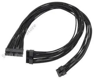 Black Flat 10Pin +18Pin to 24Pin Modular Power Cable, 18AWG 60cm Length Replacement PSU Modular Cord for Computer Modular Power Supply Mainboard Connection Black Flat 10Pin +18Pin to 24Pin Modular Power Cable, 18AWG 60cm Length Replacement PSU Modular Cord for Computer Modular Power Supply Mainboard Connection
