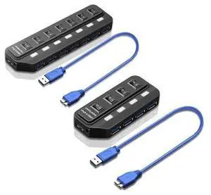 4 /7Port USB 3.0 Hub Splitter With Individual OnOff Power Switches, HighSpeed USB3.0 Expansion Hub for Desktop Laptop PC Multiple USBDevice Connection 4 /7Port USB 3.0 Hub Splitter With Individual OnOff Power Switches, HighSpeed USB3.0 Expansion Hub for Desktop Laptop PC Multiple USBDevice Connection