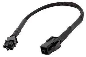 Sleeved ATX 4Pin P4 Male to P4 Female CPU Power Extension Cable, Black Braided Extension Cord for Desktop Motherboard CPU Power Supply Wiring Modding Sleeved ATX 4Pin P4 Male to P4 Female CPU Power Extension Cable, Black Braided Extension Cord for Desktop Motherboard CPU Power Supply Wiring Modding