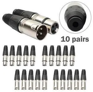 3Pin XLR Male Female Audio Connector Set, XLR Microphone Cable Plug Socket Terminal, SolderType XLR Connector Accessories for Mic Audio Cable Assembly Repair 3Pin XLR Male Female Audio Connector Set, XLR Microphone Cable Plug Socket Terminal, SolderType XLR Connector Accessories for Mic Audio Cable Assembly Repair