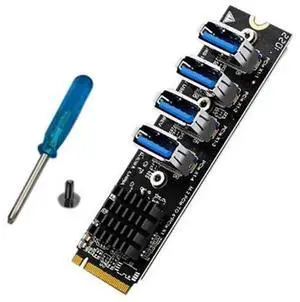 M.2 MKey PCIE Expansion Adapter Card, ASM1184E Chip M.2 to PCIE X1 4Port USB3.0 Expansion Board for GPU Riser MultiDevice Expansion M.2 MKey PCIE Expansion Adapter Card, ASM1184E Chip M.2 to PCIE X1 4Port USB3.0 Expansion Board for GPU Riser MultiDevice Expansion