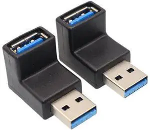 Right Angle USB 3.0 Adapter 90 Degree, VCZHS USB3.0 A Male to A Female LShape Converter Plug, HighSpeed USB 3.0 Angle Connector for Tight Space Installation, Pack of 2 Right Angle USB 3.0 Adapter 90 Degree, VCZHS USB3.0 A Male to A Female LShape Converter Plug, HighSpeed USB 3.0 Angle Connector for Tight Space Installation, Pack of 2