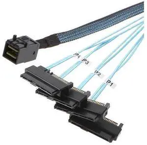 SFF8643 Internal Mini SAS HD to 4×29Pin SFF8482 Breakout Cable 1M(3.3Ft), 12Gb/s SAS 3.0 Cable with Builtin SAS 15Pin Power for Server RAID Controller, SAS & SATA Hard Drives SFF8643 Internal Mini SAS HD to 4×29Pin SFF8482 Breakout Cable 1M(3.3Ft), 12Gb/s SAS 3.0 Cable with Builtin SAS 15Pin Power for Server RAID Controller, SAS & SATA Hard Drives
