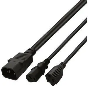 1FT C14 Male to C13 + 515R YSplitter Power Extension Cable, PDUStyle Computer Server Chassis Power Plug Cord for UPS, Server Power Supply and Industrial Equipment 1FT C14 Male to C13 + 515R YSplitter Power Extension Cable, PDUStyle Computer Server Chassis Power Plug Cord for UPS, Server Power Supply and Industrial Equipment