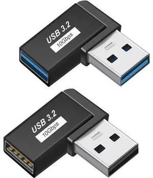 90 Degree Left & Right Angle USB 3.0 Male to Female Extension Adapter 2Pack Black, 5Gbps USB Extender Connector for Laptop PC Game Console Flash Drive Hard Drive Printer Camera USBA Devices 90 Degree Left & Right Angle USB 3.0 Male to Female Extension Adapter 2Pack Black, 5Gbps USB Extender Connector for Laptop PC Game Console Flash Drive Hard Drive Printer Camera USBA Devices