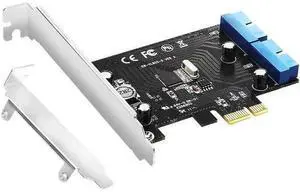 Super Speed PCI Express to Dual 20Pin USB 3.0 Controller Card, PCIE X1 to 2 Ports USB 3.0 Internal Header Expansion Card with LowProfile Bracket for Desktop PC Super Speed PCI Express to Dual 20Pin USB 3.0 Controller Card, PCIE X1 to 2 Ports USB 3.0 Internal Header Expansion Card with LowProfile Bracket for Desktop PC