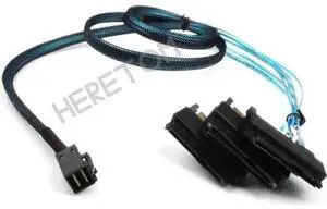 SFF8643 to 4 SFF8482 Internal Mini SAS HD Cable, 12GB/s SAS SATA Cable with SAS 15Pin Power Port, SFF8643 Host to 4×29Pin SFF8482 Hard Drive Connector Cord SFF8643 to 4 SFF8482 Internal Mini SAS HD Cable, 12GB/s SAS SATA Cable with SAS 15Pin Power Port, SFF8643 Host to 4×29Pin SFF8482 Hard Drive Connector Cord