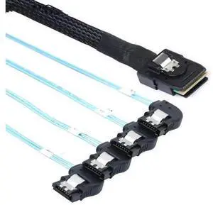 MiniSAS HD SFF8087 to 4×SATA RightAngle Breakout Cable, Latching Internal Server Harness Cord for RAID Controller HBA Card MultiHardDrive Storage Connection MiniSAS HD SFF8087 to 4×SATA RightAngle Breakout Cable, Latching Internal Server Harness Cord for RAID Controller HBA Card MultiHardDrive Storage Connection