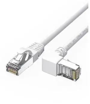 90 Degree Upward Angled CAT6 Ethernet Cable 3ft White, RightAngle RJ45 Gigabit LAN Network Cord, Cat6 90° Angle Adapter Cable, 250MHz Bandwidth, 1Gbps HighSpeed Network Connection 90 Degree Upward Angled CAT6 Ethernet Cable 3ft White, RightAngle RJ45 Gigabit LAN Network Cord, Cat6 90° Angle Adapter Cable, 250MHz Bandwidth, 1Gbps HighSpeed Network Connection