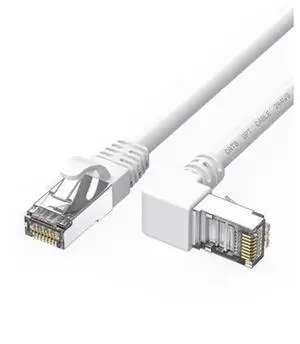 90 Degree Upward Angled CAT6 Ethernet Cable 3ft White, RightAngle RJ45 Gigabit LAN Network Cord, Cat6 90° Angle Patch Cable, 250MHz Bandwidth, 1Gbps for Router Switch PC NAS Game Console 90 Degree Upward Angled CAT6 Ethernet Cable 3ft White, RightAngle RJ45 Gigabit LAN Network Cord, Cat6 90° Angle Patch Cable, 250MHz Bandwidth, 1Gbps for Router Switch PC NAS Game Console