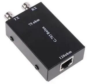 G703 E1 BNC to RJ45 Impedance Converter, 75 Ohm Unbalanced Coaxial to 120 Ohm Balanced TwistedPair Transmitter, BalanceUnbalance Adapter for Telecom E1 Signal Transmission G703 E1 BNC to RJ45 Impedance Converter, 75 Ohm Unbalanced Coaxial to 120 Ohm Balanced TwistedPair Transmitter, BalanceUnbalance Adapter for Telecom E1 Signal Transmission