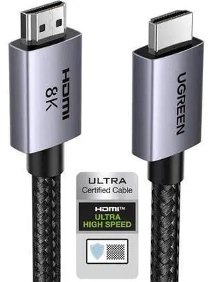 UGREEN Certified UltraHighSpeed HDMI 2.1 Cable 48Gbps 6.6FT Aluminum Shell, Supports 8K@60Hz 4K@240Hz 10K, HDCP2.2/2.3 eARC HDR10 Dolby for Game Console TV Monitor UGREEN Certified UltraHighSpeed HDMI 2.1 Cable 48Gbps 6.6FT Aluminum Shell, Supports 8K@60Hz 4K@240Hz 10K, HDCP2.2/2.3 eARC HDR10 Dolby for Game Console TV Monitor