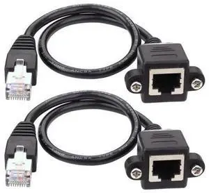 iGreely 2Pack RJ45 Male to Female Screw Panel Mount Ethernet Extender Cable, 2ft/60cm Cat6 Cat5e Cat5 LAN Network Extension Cord for Panel Hole Installation iGreely 2Pack RJ45 Male to Female Screw Panel Mount Ethernet Extender Cable, 2ft/60cm Cat6 Cat5e Cat5 LAN Network Extension Cord for Panel Hole Installation