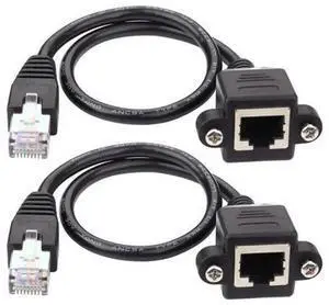 iGreely 2Pack RJ45 Male to Female Screw Panel Mount Ethernet Extender Cable, 2ft 60CM Cat6 Cat5e Cat5 LAN Network Extension Cord for Cabinet Wall Panel Fixed Installation iGreely 2Pack RJ45 Male to Female Screw Panel Mount Ethernet Extender Cable, 2ft 60CM Cat6 Cat5e Cat5 LAN Network Extension Cord for Cabinet Wall Panel Fixed Installation