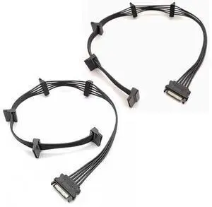 2Pack SATA Power Splitter Cable 15Pin Male to 5×Female, 19.7in / 500mm Black 1to5 SATA Power Extension Cord, Powers Multiple HDD SSD Optical Drives for PC Desktop Internal Storage Expansion 2Pack SATA Power Splitter Cable 15Pin Male to 5×Female, 19.7in / 500mm Black 1to5 SATA Power Extension Cord, Powers Multiple HDD SSD Optical Drives for PC Desktop Internal Storage Expansion