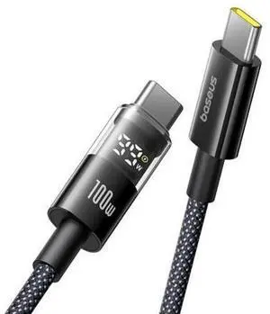 Baseus USBC to USBC Fast Charging Cable with LED Digital Display, 100W 5A PD EMarker, Zinc Alloy Nylon Braided 3.3ft Cord for iPhone 16/Pro/Plus/Pro Max, MacBook, iPad Pro, Galaxy S24 S23 Baseus USBC to USBC Fast Charging Cable with LED Digital Display, 100W 5A PD EMarker, Zinc Alloy Nylon Braided 3.3ft Cord for iPhone 16/Pro/Plus/Pro Max, MacBook, iPad Pro, Galaxy S24 S23