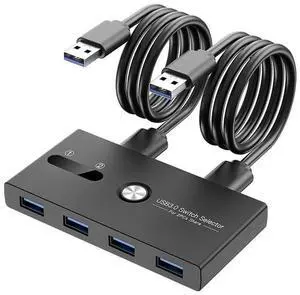 eokCXOY 4Port USB 3.0 Switch Selector, USB KVM Peripheral Switcher Box for PC Laptop, Share Mouse Keyboard Scanner Printer, OneButton Switching, Comes with 2 Pieces USB 3.0 Cables Included eokCXOY 4Port USB 3.0 Switch Selector, USB KVM Peripheral Switcher Box for PC Laptop, Share Mouse Keyboard Scanner Printer, OneButton Switching, Comes with 2 Pieces USB 3.0 Cables Included