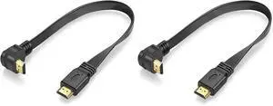 2 Pack 1 Feet Flat Slim 270 Degree Right Angle HDMI Male to Male Extension Cable, High Speed Low Profile Flat HDMI Cord, Space-Saving L-Shaped Connector for Tight Corners Behind TV Monitor Laptop Game 2 Pack 1 Feet Flat Slim 270 Degree Right Angle HDMI Male to Male Extension Cable, High Speed Low Profile Flat HDMI Cord, Space-Saving L-Shaped Connector for Tight Corners Behind TV Monitor Laptop Game
