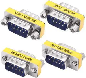 4 Pack DB9 Solderless Gender Changer Adapter, 9 Pin RS232 D-SUB Male to Male Serial Port Coupler, Tool-Free Splice RS232 Connector for Industrial Equipment PLC Serial Communication Wiring Connection 4 Pack DB9 Solderless Gender Changer Adapter, 9 Pin RS232 D-SUB Male to Male Serial Port Coupler, Tool-Free Splice RS232 Connector for Industrial Equipment PLC Serial Communication Wiring Connection