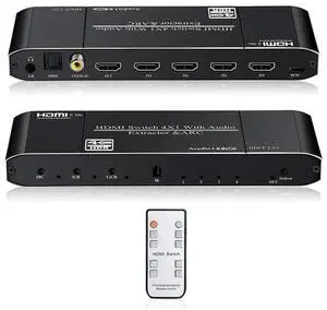 Torpedo Nova 4x1 HDMI Switch with ARC Audio Extractor, HDMI 2.0 4K@60Hz HDR Video Switcher, HDCP 2.2 Certified, Triple Audio Output via Optical, Coaxial and 3.5mm Jack for Home Theater Game Consoles a Torpedo Nova 4x1 HDMI Switch with ARC Audio Extractor, HDMI 2.0 4K@60Hz HDR Video Switcher, HDCP 2.2 Certified, Triple Audio Output via Optical, Coaxial and 3.5mm Jack for Home Theater Game Consoles a