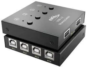 4 In 2 Out USB 2.0 Sharing Switch Selector Box with One-Click Button, 4 Computers Share 2 USB Peripherals Like Mouse Keyboard Printer Scanner, Comes with 4 Pcs USB A to B Connection Cables 4 In 2 Out USB 2.0 Sharing Switch Selector Box with One-Click Button, 4 Computers Share 2 USB Peripherals Like Mouse Keyboard Printer Scanner, Comes with 4 Pcs USB A to B Connection Cables