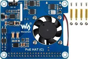PoE HAT Power Over Ethernet Board with Cooling Fan for Raspberry Pi 4B / 3B+, IEEE 802.3af/at Standard Compliant, 5V USB-A Port and 12V Pin Header Output for Expanding External Peripherals PoE HAT Power Over Ethernet Board with Cooling Fan for Raspberry Pi 4B / 3B+, IEEE 802.3af/at Standard Compliant, 5V USB-A Port and 12V Pin Header Output for Expanding External Peripherals