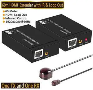 60M HDMI Over RJ45 Ethernet Extender Kit, HDMI to Cat5e/Cat6 Network Cable Transmitter Receiver, Lossless Audio Video Extension for PS4, Apple TV, PC, Laptop, HDTV and Projector 60M HDMI Over RJ45 Ethernet Extender Kit, HDMI to Cat5e/Cat6 Network Cable Transmitter Receiver, Lossless Audio Video Extension for PS4, Apple TV, PC, Laptop, HDTV and Projector