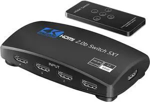 5 Port HDMI 2.0b Switch 5 in 1 Out with IR Remote Control, 4K@60Hz UHD HDMI Switcher Selector Box Support HDR HDCP 2.2, Compatible with PS5 Xbox Nintendo Switch Apple TV Laptop TV Box Projector 5 Port HDMI 2.0b Switch 5 in 1 Out with IR Remote Control, 4K@60Hz UHD HDMI Switcher Selector Box Support HDR HDCP 2.2, Compatible with PS5 Xbox Nintendo Switch Apple TV Laptop TV Box Projector