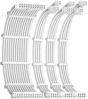 30cm White Braided 18AWG PSU Extension Cable Kit with Cable Combs, 24Pin ATX + 8Pin(4+4) EPS + Dual 8Pin(6+2) PCIe Power Extension Wires for PC Gaming Case Modding Clean Wiring 30cm White Braided 18AWG PSU Extension Cable Kit with Cable Combs, 24Pin ATX + 8Pin(4+4) EPS + Dual 8Pin(6+2) PCIe Power Extension Wires for PC Gaming Case Modding Clean Wiring