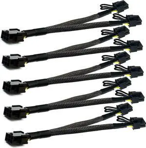 18 AWG PCIe 6 Pin to Dual 8(6+2) Pin GPU Power Splitter Cable, 12 Inch Sleeved PCI Express VGA Y Extension Cord for Graphics Card, Stable Current Transmission, Pack of 5 18 AWG PCIe 6 Pin to Dual 8(6+2) Pin GPU Power Splitter Cable, 12 Inch Sleeved PCI Express VGA Y Extension Cord for Graphics Card, Stable Current Transmission, Pack of 5
