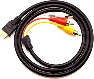 1.5M 5FT HDMI to 3 RCA AV Converter Cable, HDMI Male to Triple RCA Male Composite Audio Video Adapter Cord Black, HD Signal to Analog Signal Converter for Old TV Projector DVD Player 1.5M 5FT HDMI to 3 RCA AV Converter Cable, HDMI Male to Triple RCA Male Composite Audio Video Adapter Cord Black, HD Signal to Analog Signal Converter for Old TV Projector DVD Player